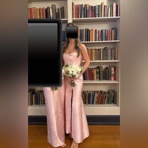 Romantic Blush Satin Formal Evening Gown